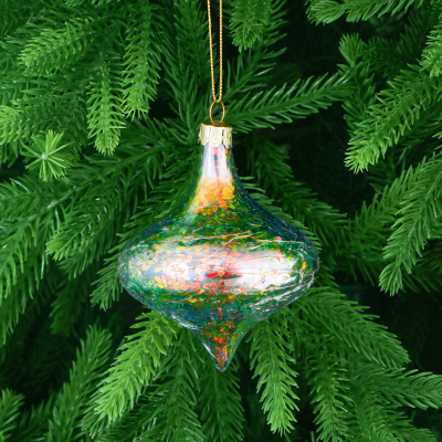 Изображение товара Ёлочная игрушка Yancheng Shiny стеклянный шар луковица 8 см с орнаментом