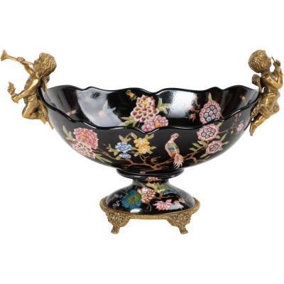 Изображение товара Декоративная чаша Glasar с ангелами черная 32х14х21 см ручная работа Изображение товара Декоративная чаша Glasar с ангелами черная 32х14х21 см ручная работа