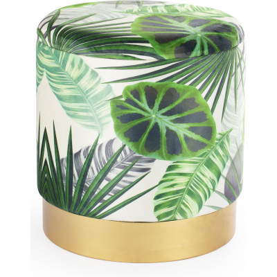 Изображение товара Пуф с крышкой Glasar Зеленые листья 40х40х45 см для интерьера Изображение товара Пуф с крышкой Glasar Зеленые листья 40х40х45 см для интерьера