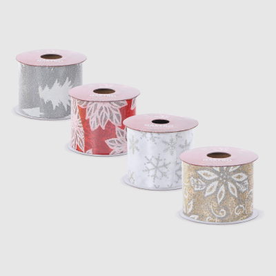 Изображение товара Новогодняя декоративная лента Due Esse Christmas 270x6,5 см серебристая