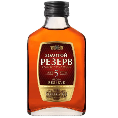 Изображение товара Коньяк "Золотой Резерв" 5 лет, фляжка, 100 мл Изображение товара Коньяк "Золотой Резерв" 5 лет, фляжка, 100 мл