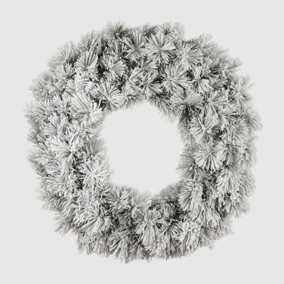 Изображение товара Новогодний венок Flora 75 см бело-зеленый для праздничного декора