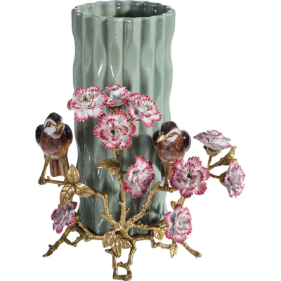 Изображение товара Ваза Glasar с птицами U19 и цветами 33х25х32 см