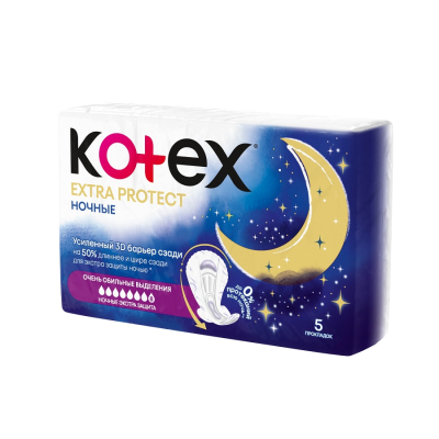 Изображение товара Прокладки женские Kotex Экстра защита ночные 5 шт Изображение товара Прокладки женские Kotex Экстра защита ночные 5 шт