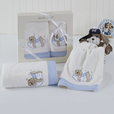 Изображение товара Комплект полотенец Sofi De Marko Bombino голубых 50х80/70х120 см