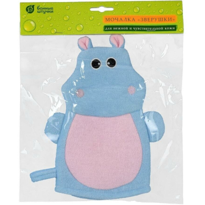 Изображение товара Мочалка варежка для нежной и чувствительной кожи Банные штучки зверушки 23х21 см в ассортименте