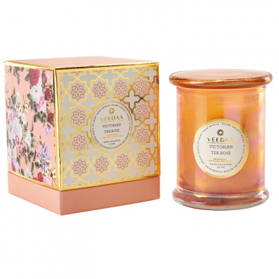 Изображение товара Ароматическая свеча Veedaa Victorian Tea Rose в стекле 45 часов горения, Индия