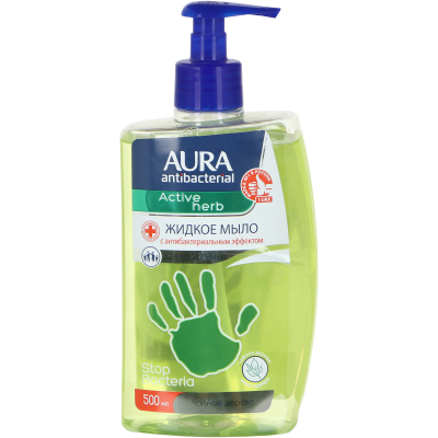 Изображение товара Жидкое антибактериальное мыло Aura с чайным деревом 500 мл для рук Изображение товара Жидкое антибактериальное мыло Aura с чайным деревом 500 мл для рук