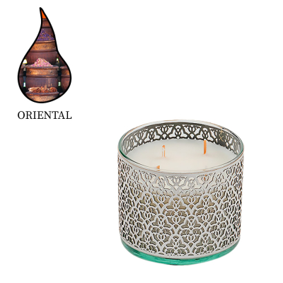 Изображение товара Аромасвеча Nour Bougie Arabesque Oriental серебро 1050 г - ручная работа, длительное горение