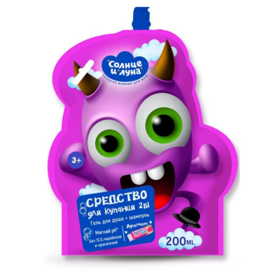 Изображение товара Средство для купания Солнце и луна для мальчиков от 3-х лет 2в1 дой-пак 200 мл