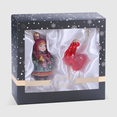 Изображение товара Набор ёлочных игрушек Snow and Stars, 2 шт, стекло, мультиколор