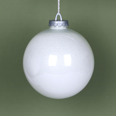 Изображение товара Ёлочный шар Bigdecor белый 20 см с глиттером для новогодней елки