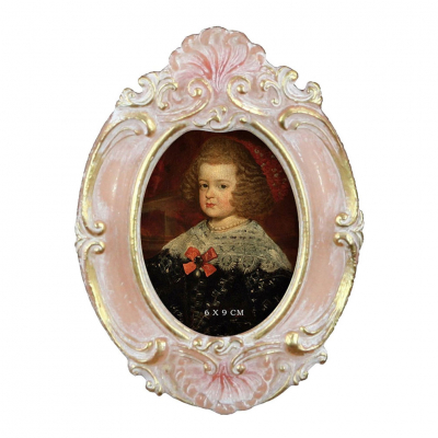 Изображение товара Настольная овальная розовая фоторамка Glasar с резным декором