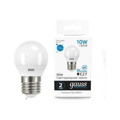 Изображение товара LED Лампа Gauss Elementary Шар 10W 750lm 6500K E27