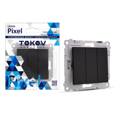 Изображение товара Выключатель триклавишный Tokov Electric Pixel карбоновый стиль Изображение товара Выключатель триклавишный Tokov Electric Pixel карбоновый стиль