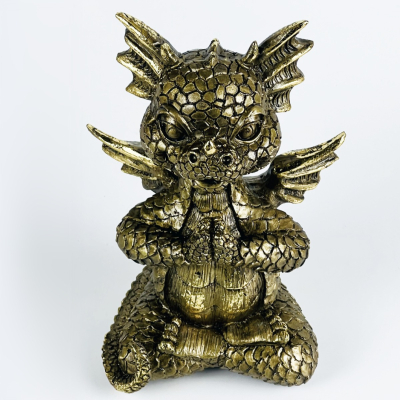 Изображение товара Декоративная Новогодняя фигура Дракоша мечтатель 18 см бронзовая