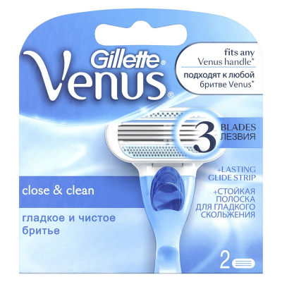Изображение товара Сменные кассеты Gillette Venus 2 шт для женщин, совместимы с любыми станками
