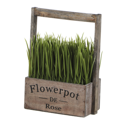 Изображение товара Растение искусственное Hanlin в деревянном горшке 14.5x8.5x21.6см