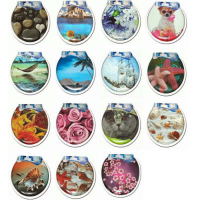 Изображение товара Крышка для унитаза Zalel мягкая с дизайнерским рисунком и регулируемыми креплениями