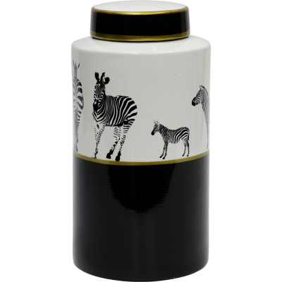 Изображение товара Керамическая ваза Glasar с крышкой зебры 18х18х32 см