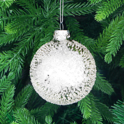 Изображение товара Игрушка ёлочная Yancheng Shiny серебристая 8 см