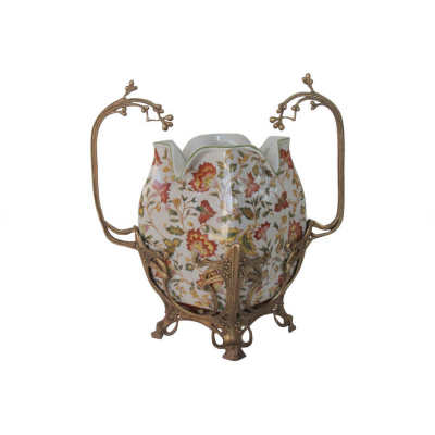 Изображение товара Элегантная декоративная ваза 38 см из фарфора с бронзой Wah Luen Handicraft