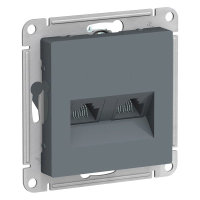 Изображение товара Розетка Шнайдер AtlasDesign двойная rj45+rj45 грифель (ATN000785)