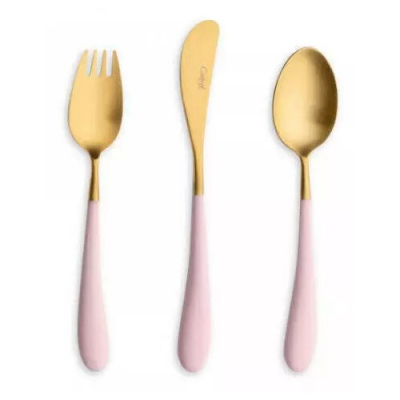Изображение товара Набор столовых приборов Cutipol Alice pink gold детский 3 предмета