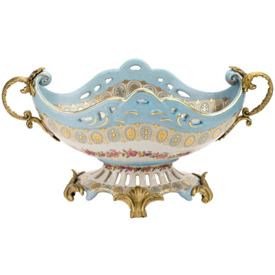 Изображение товара Стильная чаша Glasar с ручками 41х22х17 см из фарфора и бронзы