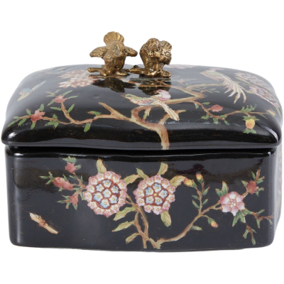 Изображение товара Стильная шкатулка Glasar 14х11х10 см из фарфора и бронзы для хранения украшений