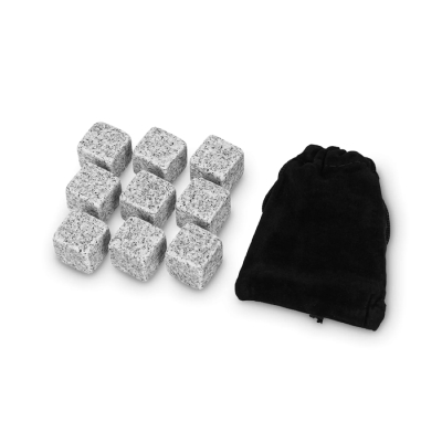 Изображение товара Набор каменных кубиков Homefeel для охлаждения виски (кубики гранит 2 см 9 штук + мешочек для хранения