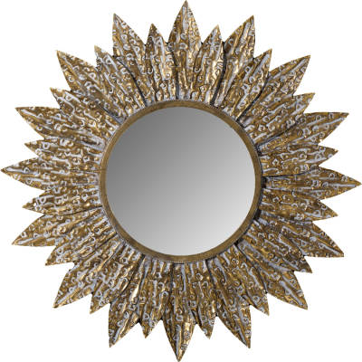 Изображение товара Зеркало настенное Glasar Солнце 90х4х90 см - золотистое