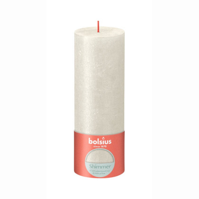 Изображение товара Свеча Bolsius Rustic Metallic Shimmer 19х6,8 см слоновая кость