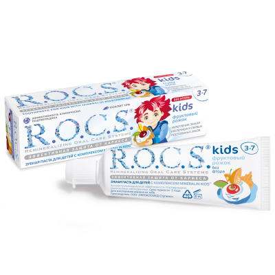 Изображение товара Зубная паста ROCS для детей фруктовый рожок без фтора 45 г