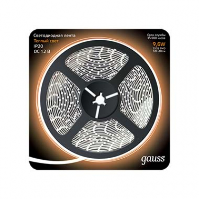 Изображение товара Лента LED 2835/120-SMD 9.6W 12V DC теплый белый (блистер 5м)