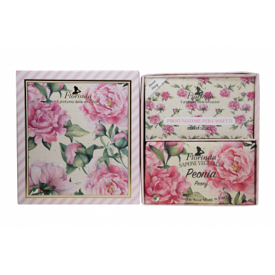 Изображение товара Набор Florinda Peonia Пион мыло 200 г и саше 3 шт для тела Изображение товара Набор Florinda Peonia Пион мыло 200 г и саше 3 шт для тела