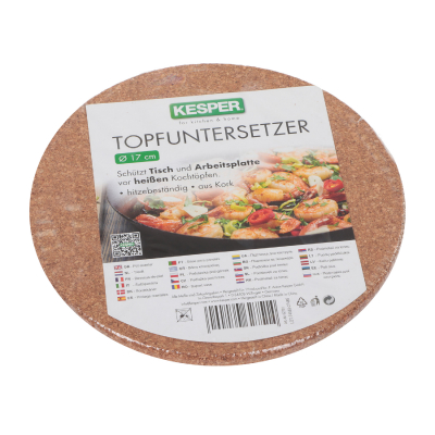Изображение товара Подставка под горячее круглая 17см Kesper из дерева-пробки