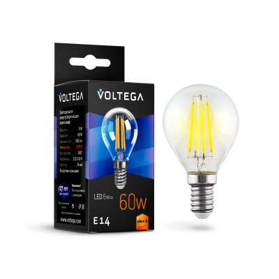 Изображение товара Лампочка Voltega Globe Е14 6W 2800К для уютного освещения