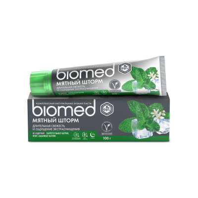 Изображение товара Зубная паста BioMed Мятный шторм 100 г с защитой и свежестью Изображение товара Зубная паста BioMed Мятный шторм 100 г с защитой и свежестью