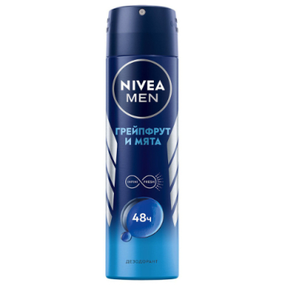 Изображение товара Дезодорант спрей Nivea Грейпфрут и мята 150 мл для мужчин Изображение товара Дезодорант спрей Nivea Грейпфрут и мята 150 мл для мужчин