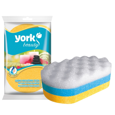 Изображение товара Губка York Радуга массажная для тела - белая, голубая, желтая