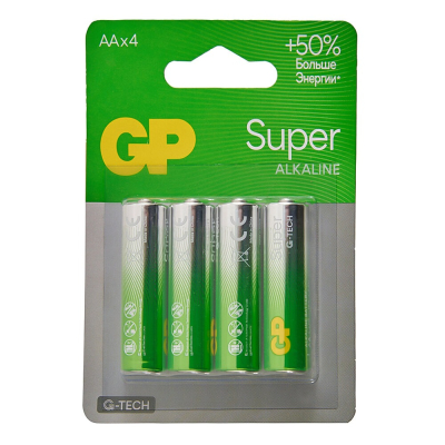 Изображение товара Батарейки GP Super Alkaline G-Tech 15А АА 4 шт - щелочные аккумуляторы в блистере Изображение товара Батарейки GP Super Alkaline G-Tech 15А АА 4 шт - щелочные аккумуляторы в блистере