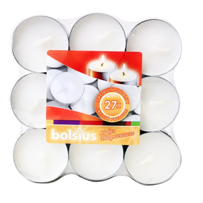 Изображение товара Свечи чайные Bolsius 27 шт 3,5 часа белый