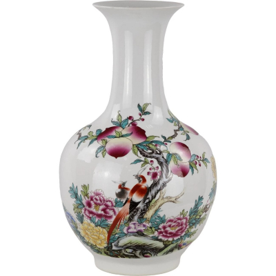 Изображение товара Фарфоровая ваза Glasar с птицами и плодами 45 см ручной работы
