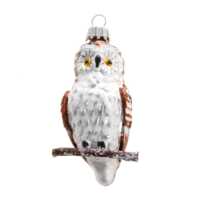 Изображение товара Игрушка елочная Krebs int Сова 8 см стеклянная ручная работа