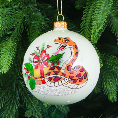Изображение товара Шар ёлочный Snow and Stars змейка 10 см стеклянный