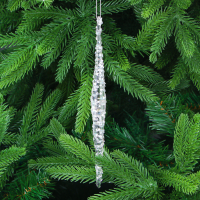 Изображение товара Игрушка ёлочная Yancheng Shiny украшение стеклянное сосулька прозрачная 1,5х20 см