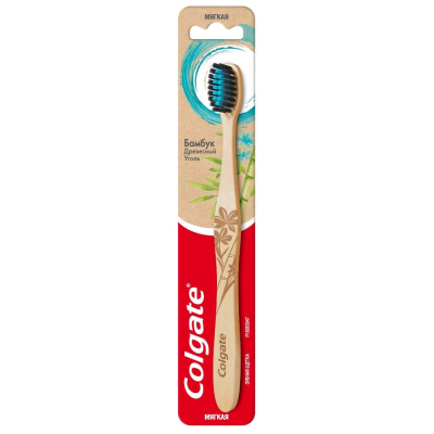 Изображение товара Зубная щетка Colgate Бамбук Древесный Уголь черная, мягкая