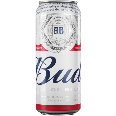 Изображение товара Пиво светлое Bud фильтрованное, 0.45 л