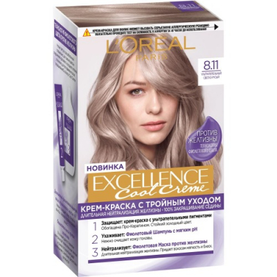 Изображение товара Краска для волос Loreal Cool creme 8.11 светлый русый 190 мл Изображение товара Краска для волос Loreal Cool creme 8.11 светлый русый 190 мл